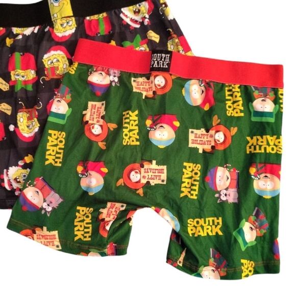 Crazy Boxer 2 Pairs SpongeBob And South Park Christmas Boxer Briefs Large - Picture 5 of 15
